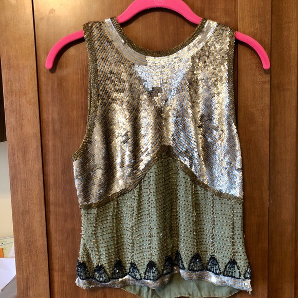 COPY - Sequined beaded silk top - Picture 1 of 8